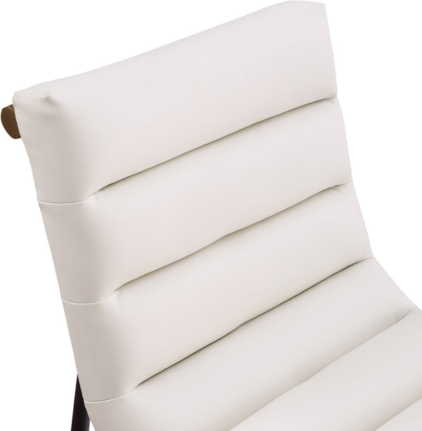 Meridian Furniture Burke Tufted Vegan Leather Dining Chair with Metal Frame and Walnut Dowels for Modern Room Cream 577Cream-C