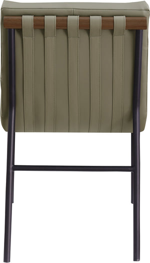 Meridian Furniture Burke Tufted Vegan Leather Dining Chair with Metal Frame and Walnut Dowels for Modern Room Olive 577Olive-C