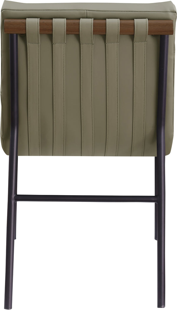 Meridian Furniture Burke Tufted Vegan Leather Dining Chair with Metal Frame and Walnut Dowels for Modern Room Olive 577Olive-C