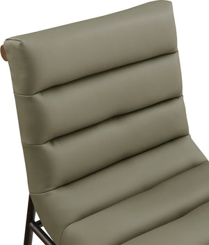 Meridian Furniture Burke Tufted Vegan Leather Dining Chair with Metal Frame and Walnut Dowels for Modern Room Olive 577Olive-C
