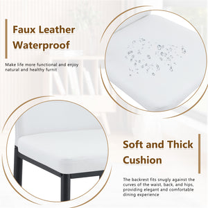 English Elm Set of 4 Brown Shell-Pattern Dining Chairs with Ergonomic Tech Fabric, Sturdy Metal Legs, 37" White+Black W1151P359597