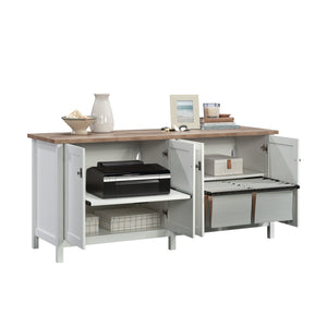 English Elm Credenza, Modern White Storage Solution With Easy Assembly For Home Office, Living Room, Entryway B356P402768