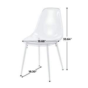 English Elm Dining Chair Set of 4 Ghost Style Acrylic Seat with Slim Metal Legs for Modern Spaces W234P417568