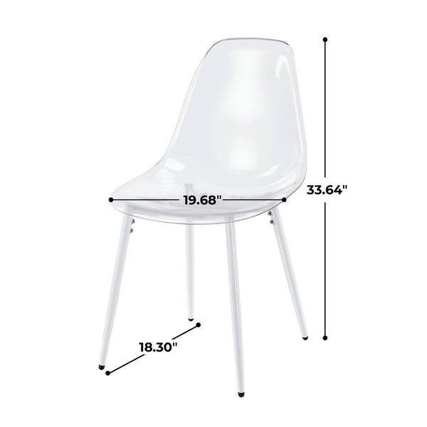 English Elm Dining Chair Set of 4 Ghost Style Acrylic Seat with Slim Metal Legs for Modern Spaces W234P417568