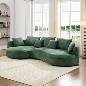 English Elm Oversized Boucle Sectional Sofa Curved 5 Seat Cloud Design with Left Chaise Lounge W876S00318