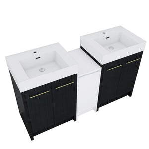 English Elm 60 Inch Freestanding Bathroom Vanity With Modern Resin Sink, Soft-Close Doors & Ample Storage Space W999S00299