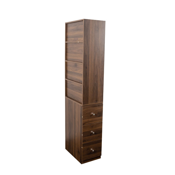 English Elm 70.87" H Modern Tall Storage Cabinet With 4 Open Shelves & 3 Drawers - Ideal For Living Room & Office W331P281206