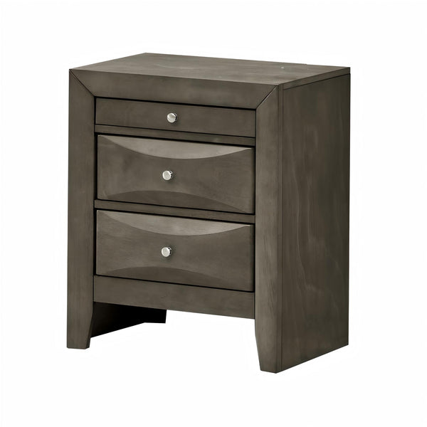 English Elm Elegant Gray Storage Nightstand with 3 Spacious Drawers, Curved Fronts, 28"H x 23"W x 17"D, Ready-to-Use B078108040