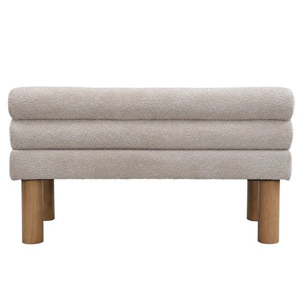 English Elm Christopher Knight Home® - Upholstered Bouclé Dining Bench with 330lb Capacity, Easy Assembly, Sponge Seat, Rubber Wood Legs Light Gray,Natural N779P292154E