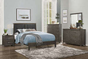 English Elm Dark Charcoal Five Drawer Chest with Chrome Pulls for Contemporary Bedroom Storage B011P199393