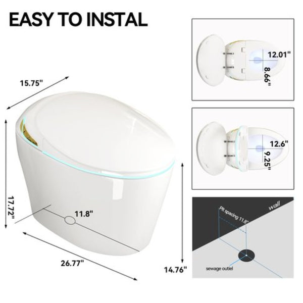 English Elm Unique Smart One Piece Toilet Bidet Heated Seat Auto Flush Warm Air Dryer Spa W3133P384811