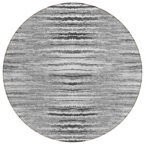 HomeRoots 5' Stylish Silver Gray and Charcoal Striped Washable Area Rug for Indoor and Outdoor Spaces 8' Round 578000