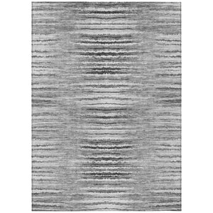 HomeRoots 5' Stylish Silver Gray and Charcoal Striped Washable Area Rug for Indoor and Outdoor Spaces 8' X 10' 578001