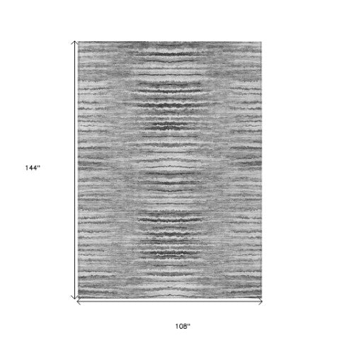 Homeroots 3' Beige Tan And Taupe Striped Washable Area Rug - Stylish Indoor Outdoor Décor For Any Space 9' X 12' Polyester 578002