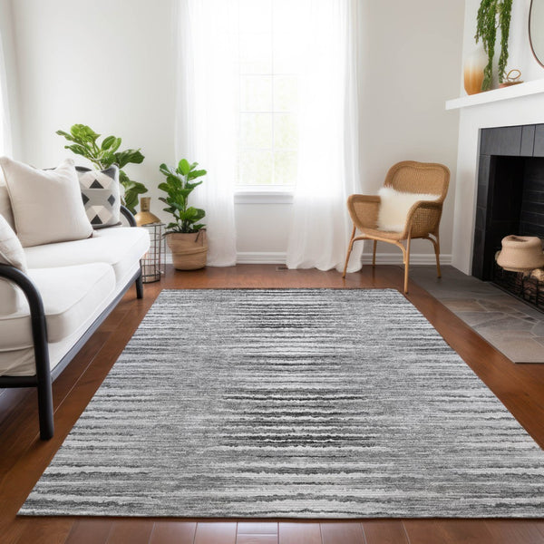 Homeroots 3' Beige Tan And Taupe Striped Washable Area Rug - Stylish Indoor Outdoor Décor For Any Space 9' X 12' Polyester 578002