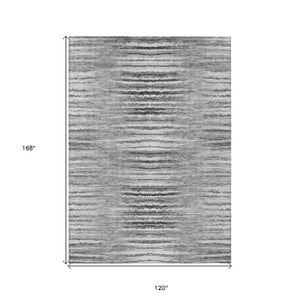 Homeroots 3' Beige Tan And Taupe Striped Washable Area Rug - Stylish Indoor Outdoor Décor For Any Space 10' X 14' Polyester 578003