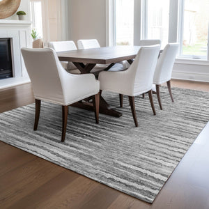 Homeroots 3' Beige Tan And Taupe Striped Washable Area Rug - Stylish Indoor Outdoor Décor For Any Space 10' X 14' Polyester 578003