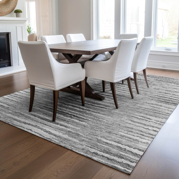 Homeroots 3' Beige Tan And Taupe Striped Washable Area Rug - Stylish Indoor Outdoor Décor For Any Space 10' X 14' Polyester 578003