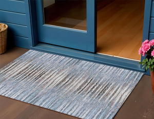 Homeroots 3' Beige Tan And Taupe Striped Washable Area Rug - Stylish Indoor Outdoor Décor For Any Space 3' X 5' Polyester 578004