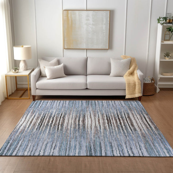 Homeroots 3' Beige Tan And Taupe Striped Washable Area Rug - Stylish Indoor Outdoor Décor For Any Space 3' X 5' Polyester 578004