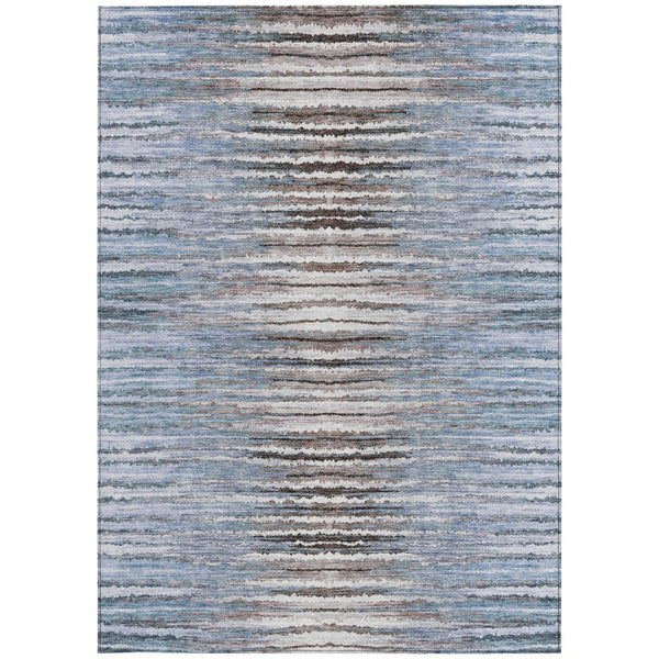 Homeroots 3' Beige Tan And Taupe Striped Washable Area Rug - Stylish Indoor Outdoor Décor For Any Space 5' X 8' Polyester 578005