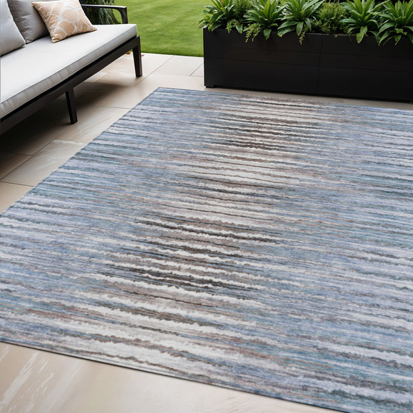 Homeroots 3' Beige Tan And Taupe Striped Washable Area Rug - Stylish Indoor Outdoor Décor For Any Space 5' X 8' Polyester 578005
