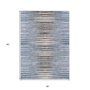 Homeroots 3' Beige Tan And Taupe Striped Washable Area Rug - Stylish Indoor Outdoor Décor For Any Space 5' X 8' Polyester 578005