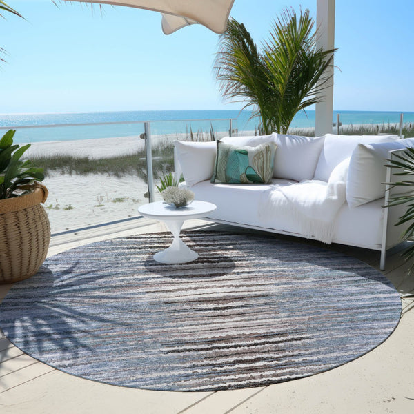 Homeroots 3' Beige Tan And Taupe Striped Washable Area Rug - Stylish Indoor Outdoor Décor For Any Space 8' Round Polyester 578006