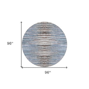 Homeroots 3' Beige Tan And Taupe Striped Washable Area Rug - Stylish Indoor Outdoor Décor For Any Space 8' Round Polyester 578006