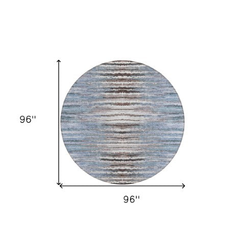 Homeroots 3' Beige Tan And Taupe Striped Washable Area Rug - Stylish Indoor Outdoor Décor For Any Space 8' Round Polyester 578006