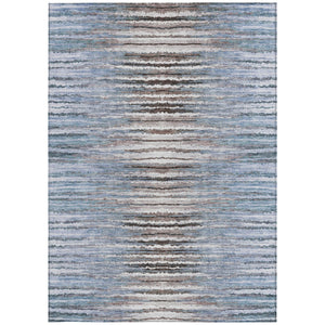 Homeroots 3' Beige Tan And Taupe Striped Washable Area Rug - Stylish Indoor Outdoor Décor For Any Space 8' X 10' Polyester 578007
