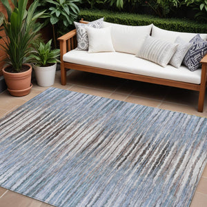 Homeroots 3' Beige Tan And Taupe Striped Washable Area Rug - Stylish Indoor Outdoor Décor For Any Space 9' X 12' Polyester 578008