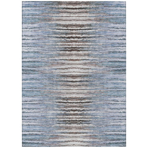 HomeRoots 9' Striped Sky Blue and Denim Area Rug - Durable, Washable Design for Indoor and Outdoor Spaces 9' X 12' 578008
