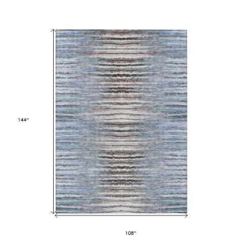Homeroots 3' Beige Tan And Taupe Striped Washable Area Rug - Stylish Indoor Outdoor Décor For Any Space 9' X 12' Polyester 578008