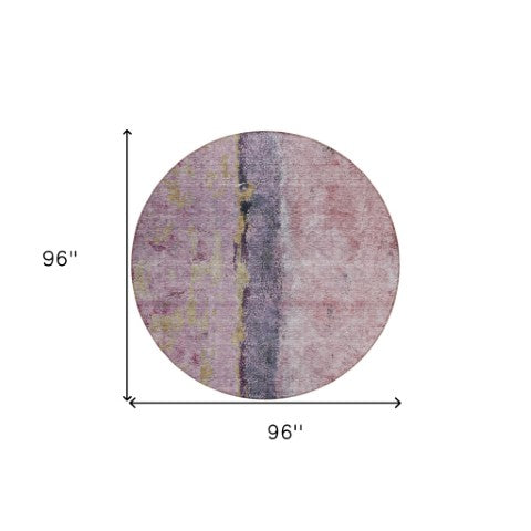 Homeroots 3' Blue And Gold Abstract Washable Rug - Versatile Indoor Outdoor Area Rug For Home And Patio Decor 8' Round Polyester 578018