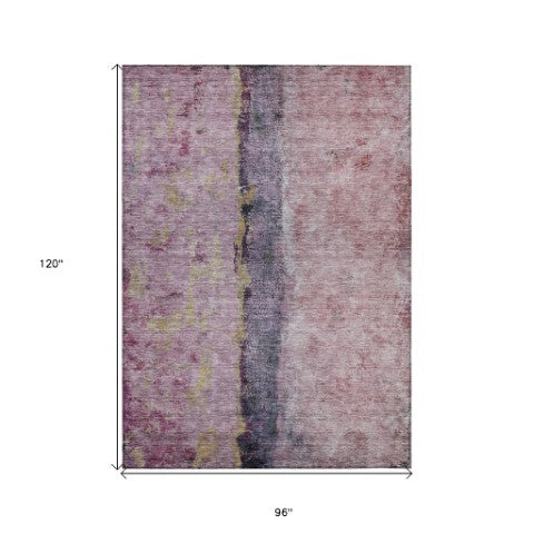 Homeroots 3' Blue And Gold Abstract Washable Rug - Versatile Indoor Outdoor Area Rug For Home And Patio Decor 8' X 10' Polyester 578019