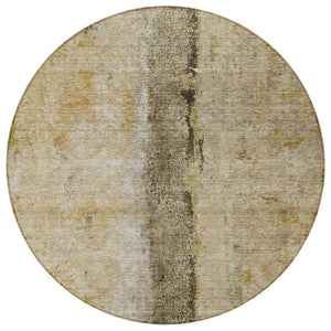 Homeroots 3' Blue And Gold Abstract Washable Rug - Versatile Indoor Outdoor Area Rug For Home And Patio Decor 8' Round Polyester 578024