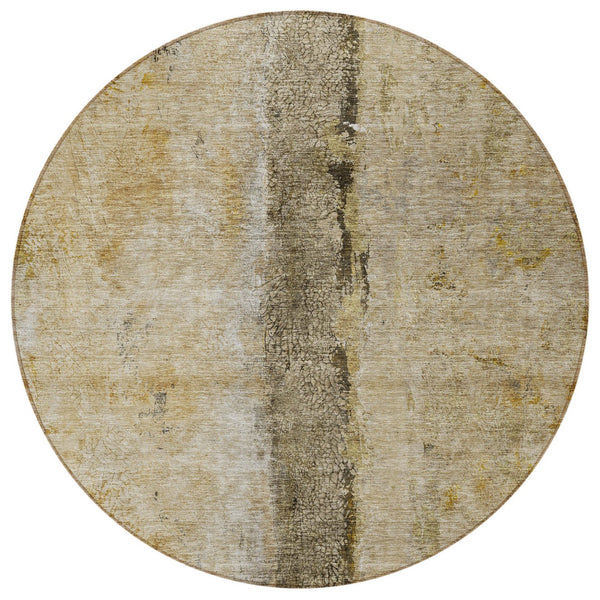 Homeroots 3' Blue And Gold Abstract Washable Rug - Versatile Indoor Outdoor Area Rug For Home And Patio Decor 8' Round Polyester 578024