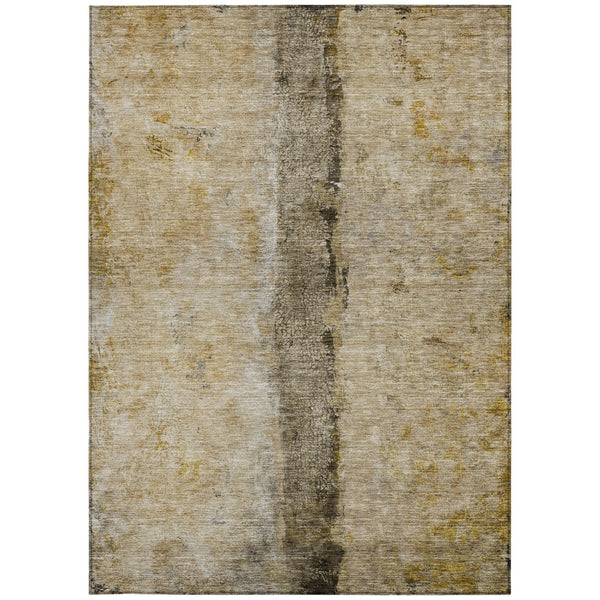 Homeroots 3' Blue And Gold Abstract Washable Rug - Versatile Indoor Outdoor Area Rug For Home And Patio Decor 9' X 12' Polyester 578026