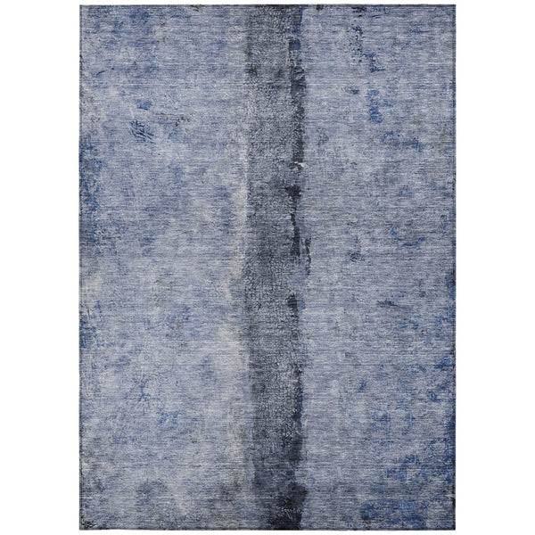 Homeroots 3' Blue And Gold Abstract Washable Rug - Versatile Indoor Outdoor Area Rug For Home And Patio Decor 5' X 8' Polyester 578029