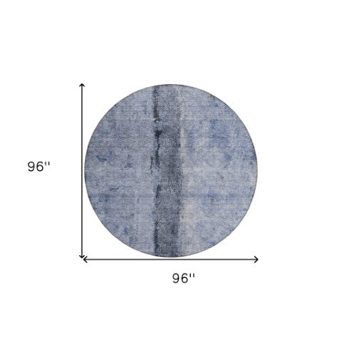 Homeroots 3' Blue And Gold Abstract Washable Rug - Versatile Indoor Outdoor Area Rug For Home And Patio Decor 8' Round Polyester 578030