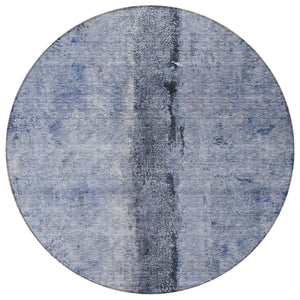 Homeroots 3' Blue And Gold Abstract Washable Rug - Versatile Indoor Outdoor Area Rug For Home And Patio Decor 8' Round Polyester 578030