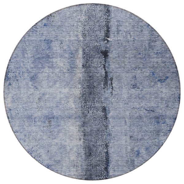 Homeroots 3' Blue And Gold Abstract Washable Rug - Versatile Indoor Outdoor Area Rug For Home And Patio Decor 8' Round Polyester 578030