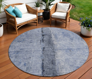 Homeroots 3' Blue And Gold Abstract Washable Rug - Versatile Indoor Outdoor Area Rug For Home And Patio Decor 8' Round Polyester 578030