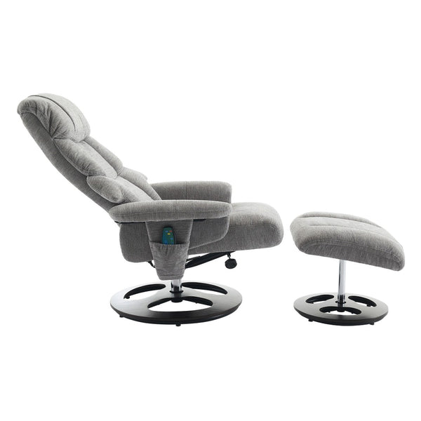 English Elm 069-ergonomic Swivel Recliner with Ottoman Chenille Wingback Massage Lounge Chair Grey W527P439691