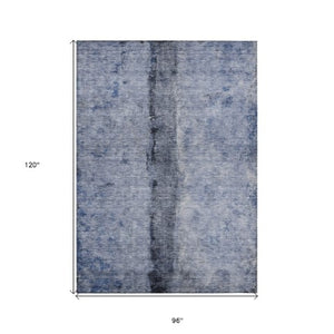 Homeroots 3' Blue And Gold Abstract Washable Rug - Versatile Indoor Outdoor Area Rug For Home And Patio Decor 8' X 10' Polyester 578031