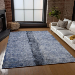 Homeroots 3' Blue And Gold Abstract Washable Rug - Versatile Indoor Outdoor Area Rug For Home And Patio Decor 8' X 10' Polyester 578031