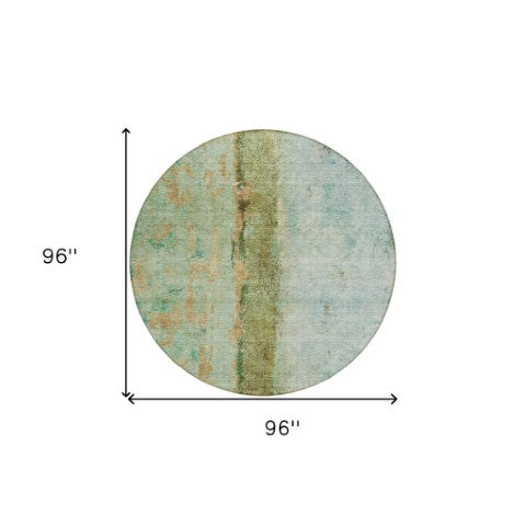 Homeroots 3' Blue And Gold Abstract Washable Rug - Versatile Indoor Outdoor Area Rug For Home And Patio Decor 8' Round Polyester 578036