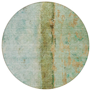 Homeroots 3' Blue And Gold Abstract Washable Rug - Versatile Indoor Outdoor Area Rug For Home And Patio Decor 8' Round Polyester 578036