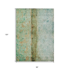 Homeroots 3' Blue And Gold Abstract Washable Rug - Versatile Indoor Outdoor Area Rug For Home And Patio Decor 8' X 10' Polyester 578037